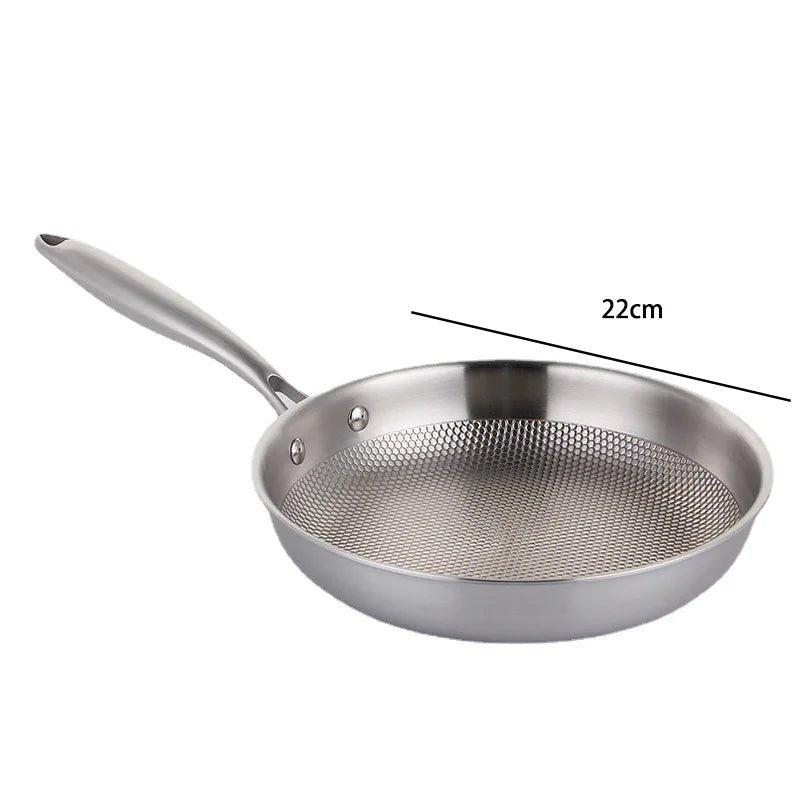 Uncoated Steak Frying Pan, Stainless Steel Pans for Induction Hob