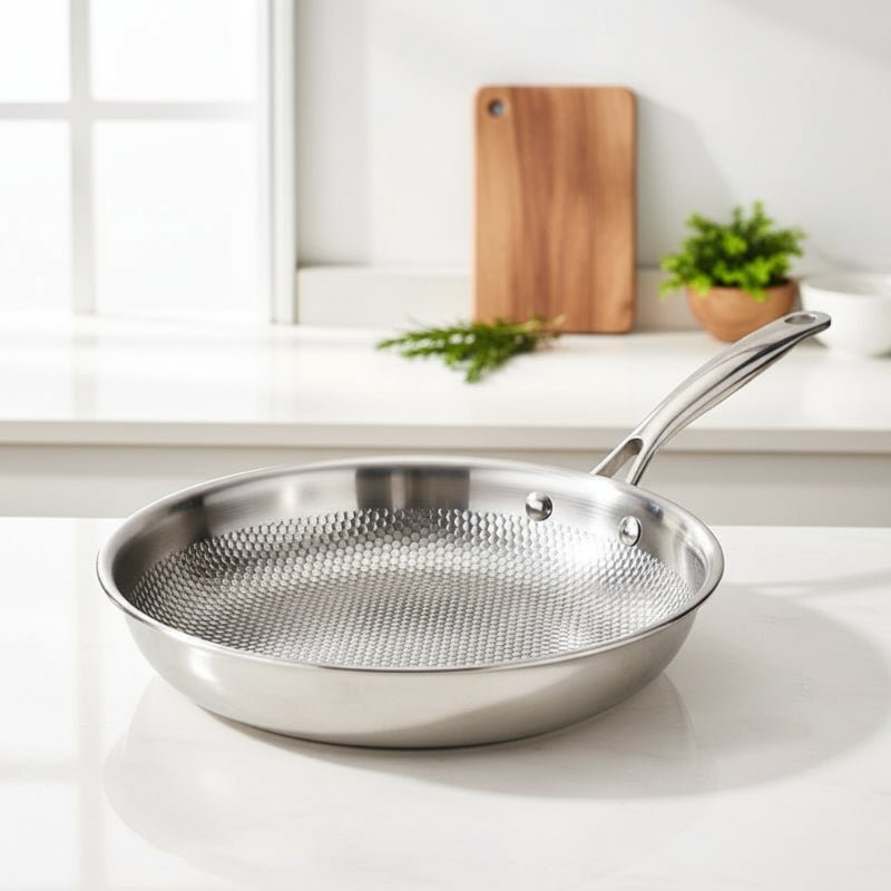 Stainless Steel Pans, Frying Pan for Induction Hob, Uncoated Steak Frying Pan, Oven Safe Stainless Steel Cookware