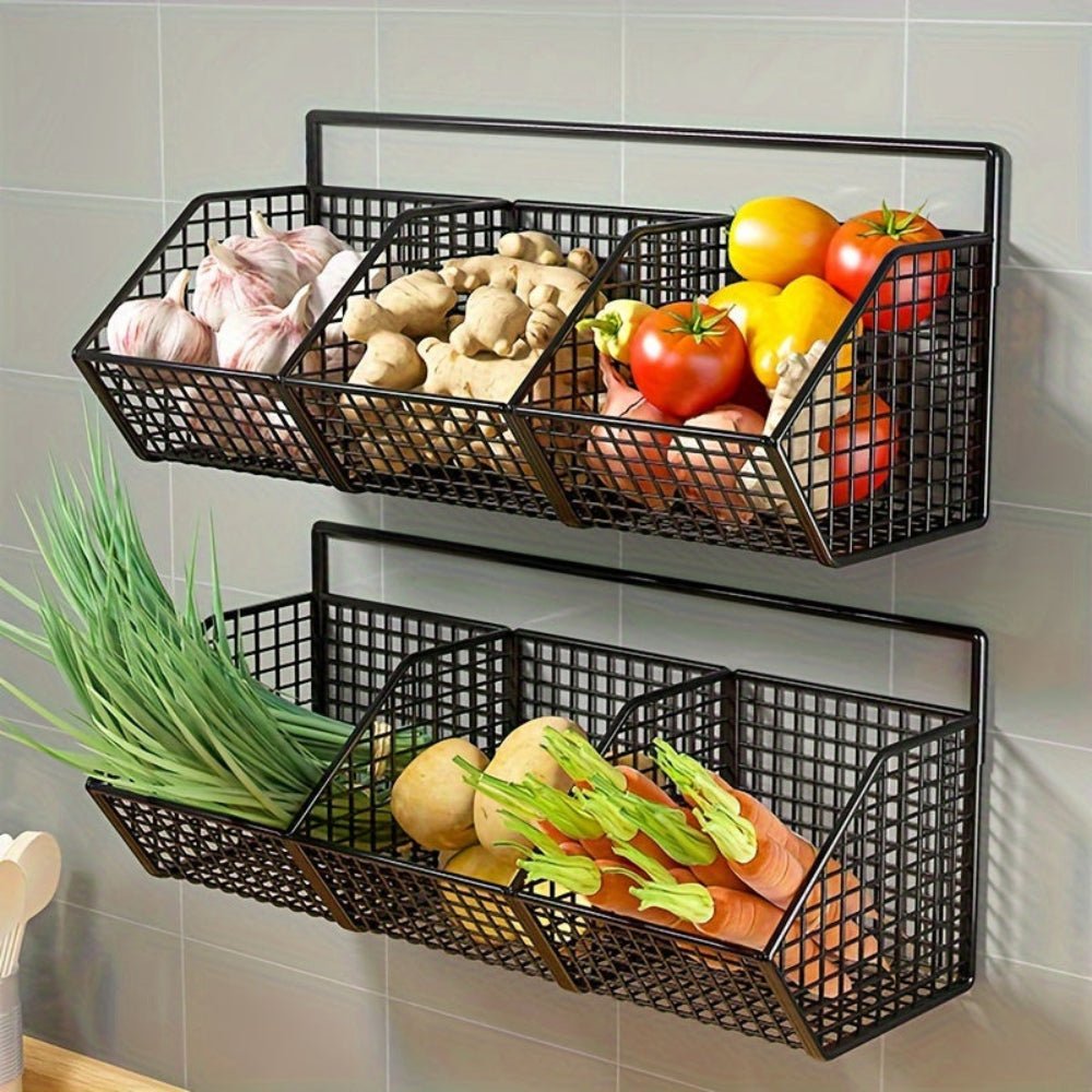 Storage Baskets Wall Mounted, Stainless Steel Wire Basket, Fruit Basket for Kitchen Storage, Wall Storage for Pantry