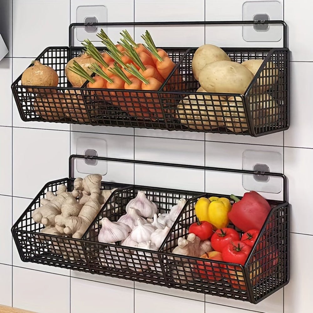 Storage Baskets Wall Mounted, Fruit Basket for Kitchen Storage