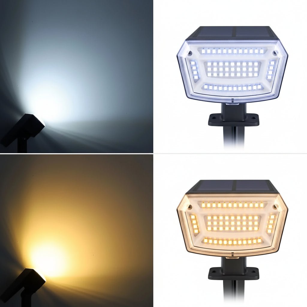 Solar Garden Lights, Solar Lights Outdoor with 59 LED Floodlight for Ground Spike or Wall – image 5