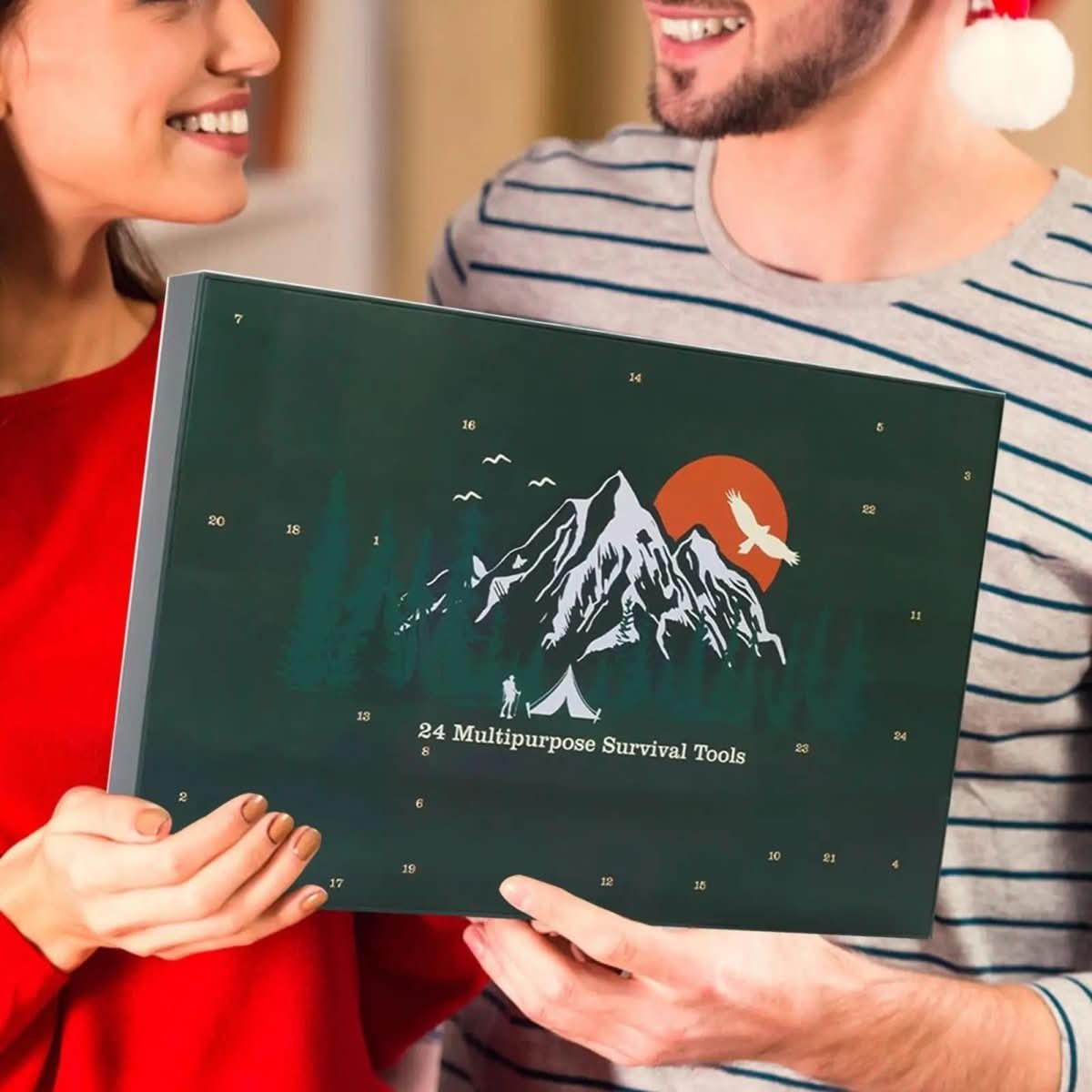 Advent Calendar for Men with 24 Survival Tools, Christmas Gifts for Men, Camping Survival Kit and Gifts for Hikers