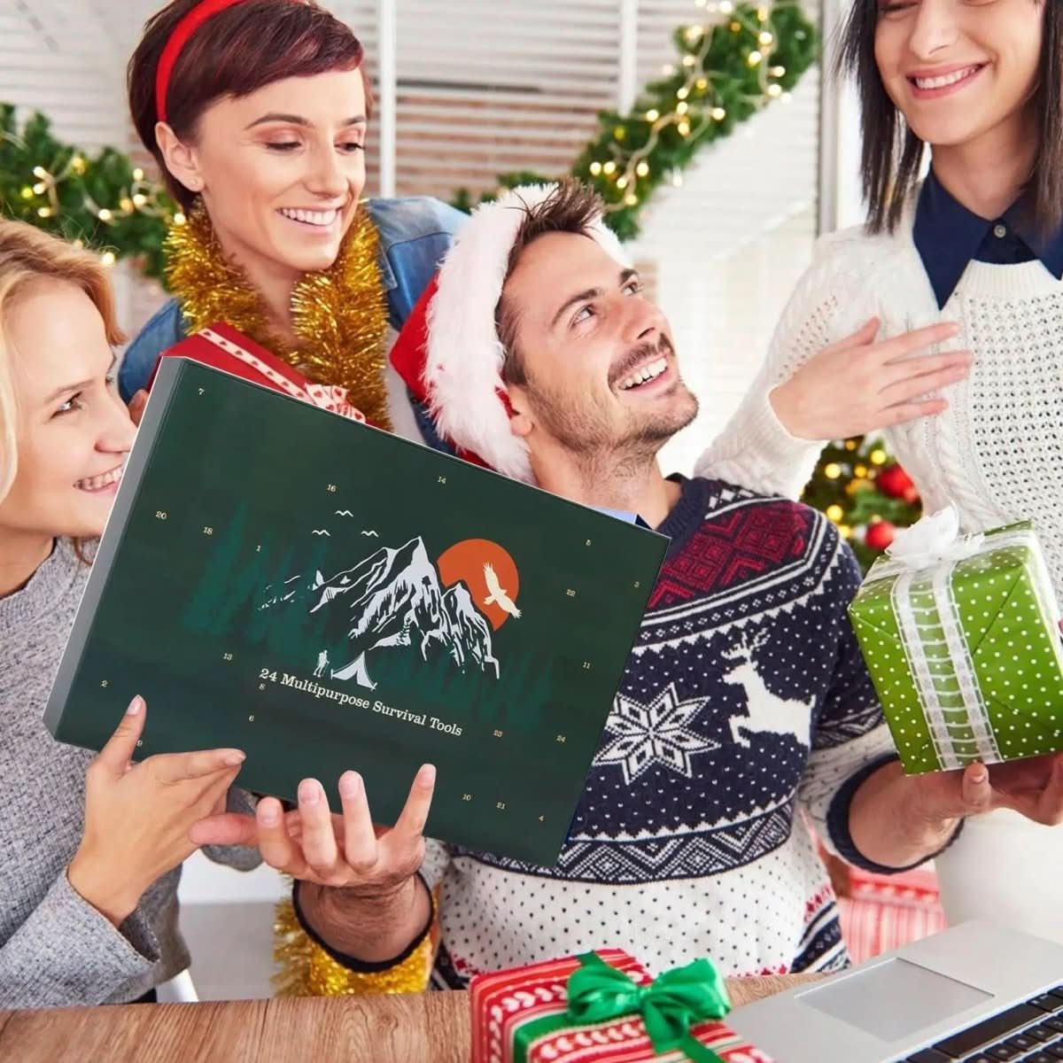 Advent Calendar for Men with 24 Survival Tools, Christmas Gifts for Men, Camping Survival Kit and Gifts for Hikers