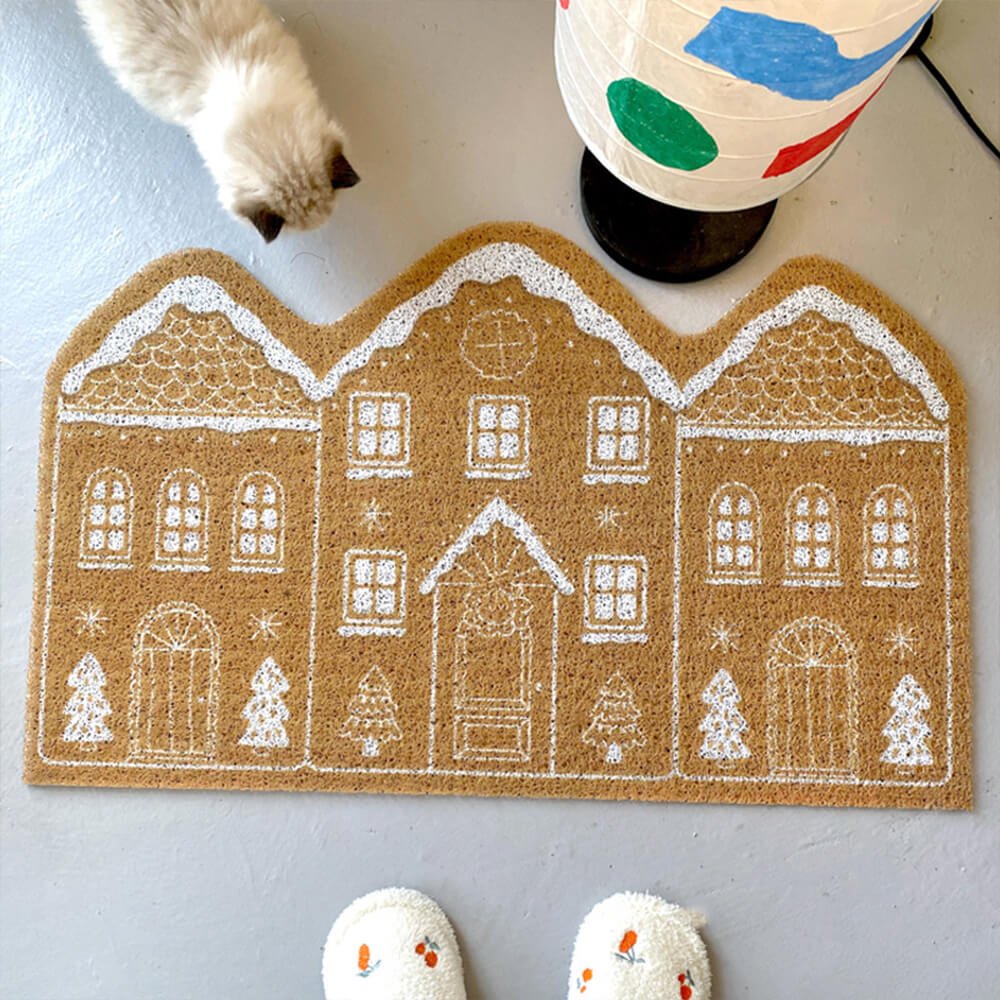 Washable Rug Non Slip, Gingerbread Christmas Rug in Cream or Cinnamon, Small Kitchen Rug for Christmas Decor_01