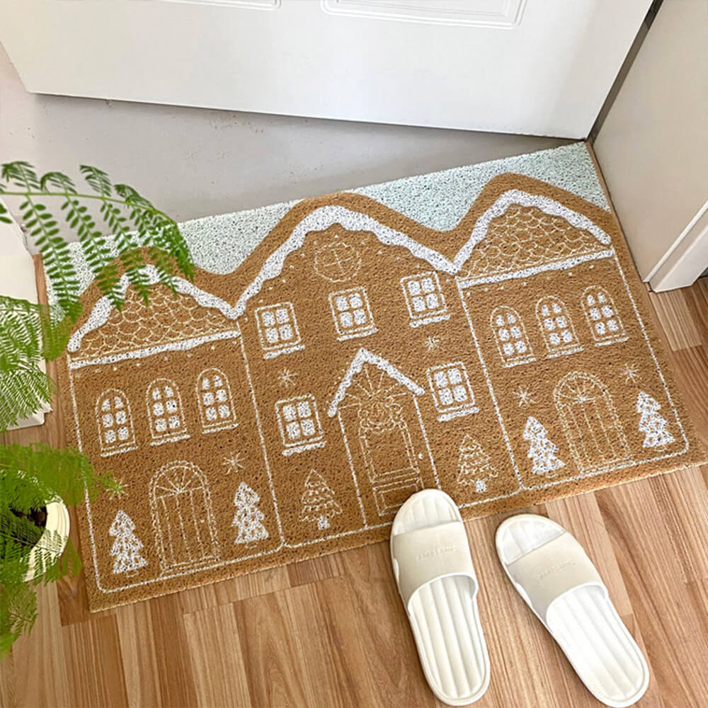 Washable Rug Non Slip, Gingerbread Christmas Rug in Cream or Cinnamon, Small Kitchen Rug for Christmas Decor_02