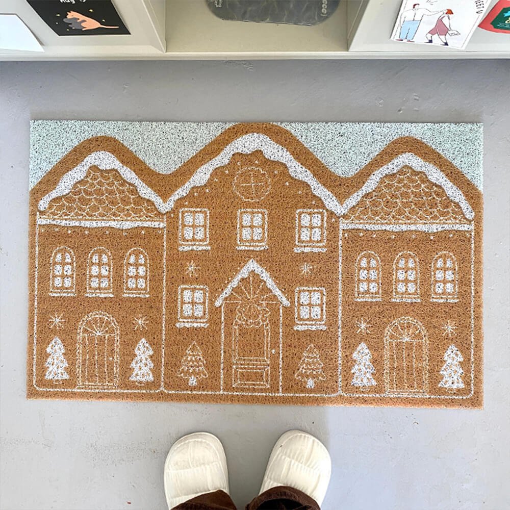 Washable Rug Non Slip, Gingerbread Christmas Rug in Cream or Cinnamon, Small Kitchen Rug for Christmas Decor_03