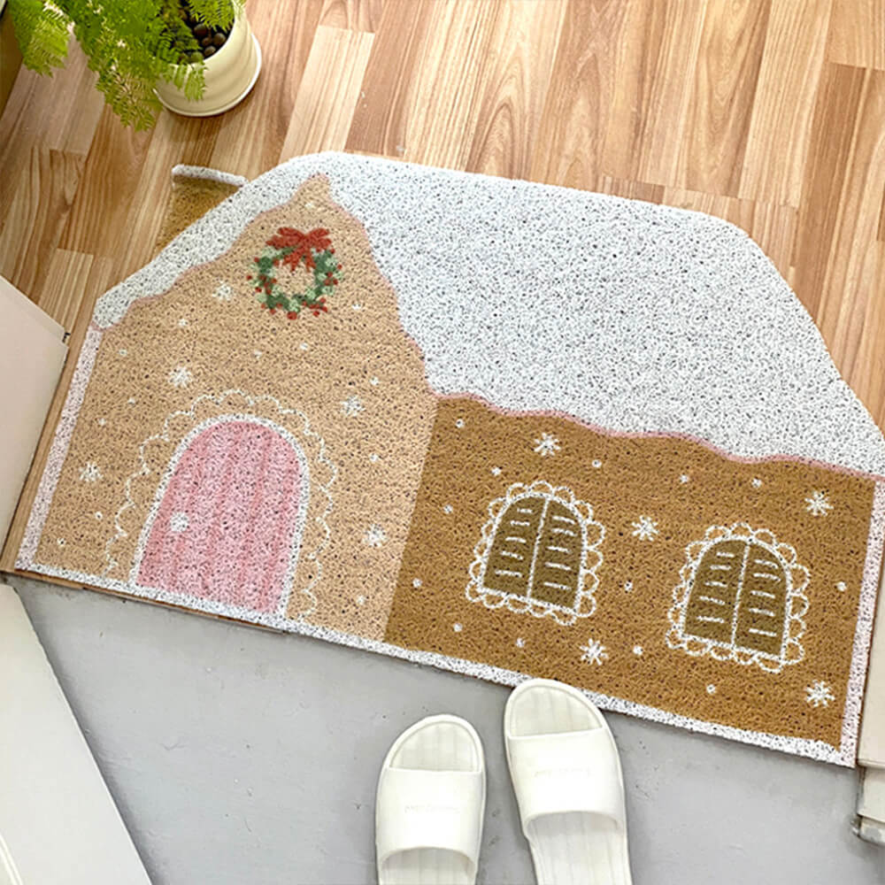 Washable Rug Non Slip, Gingerbread Christmas Rug in Cream or Cinnamon, Small Kitchen Rug for Christmas Decor_04