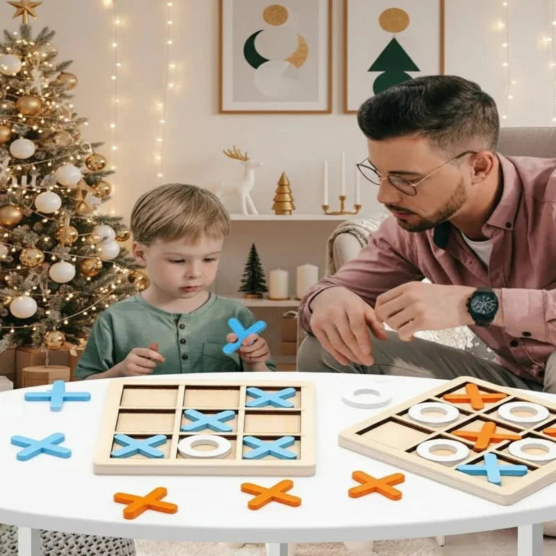Wooden Puzzle with 3D Shapes, Tic Tac Toe, Noughts and Crosses Wooden Game, Montessori Toys for 3 Year Olds_00