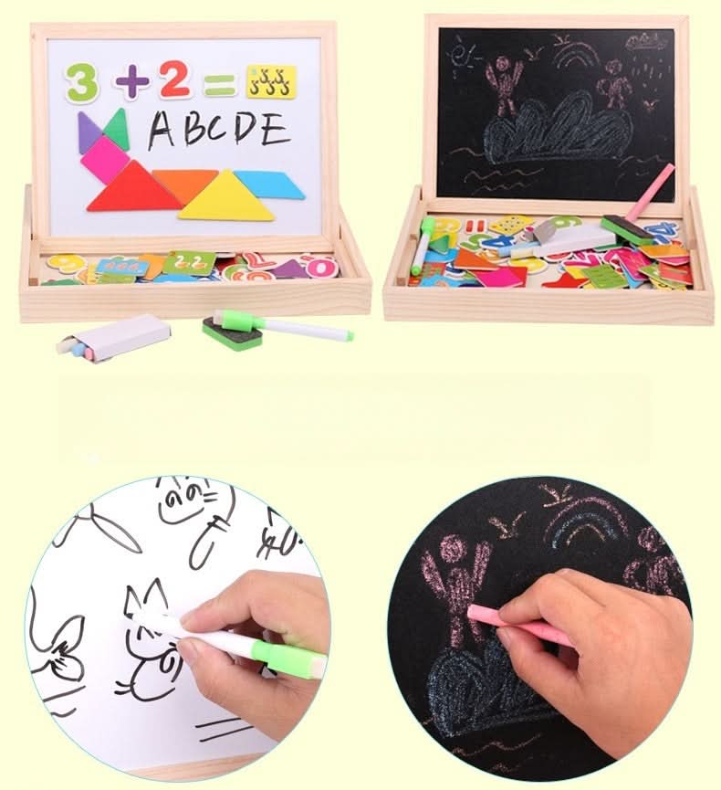 Magnetic Board for Kids, Drawing Board with Magnetic Cards, 3D Wooden Puzzle and Magnetic Game, Wooden Toys for Travel_02