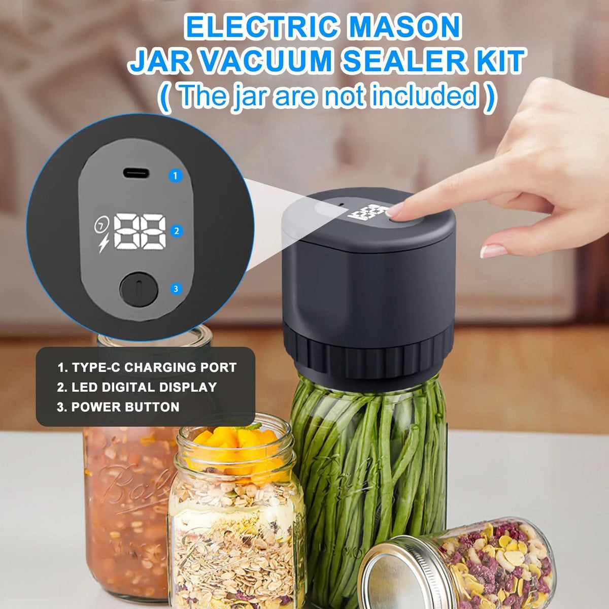 Vacuum Sealer for Jars, Portable Food Vacuum Sealer Rechargeable, Electric Vacuum Sealing Machine for Bottles and Cans_06