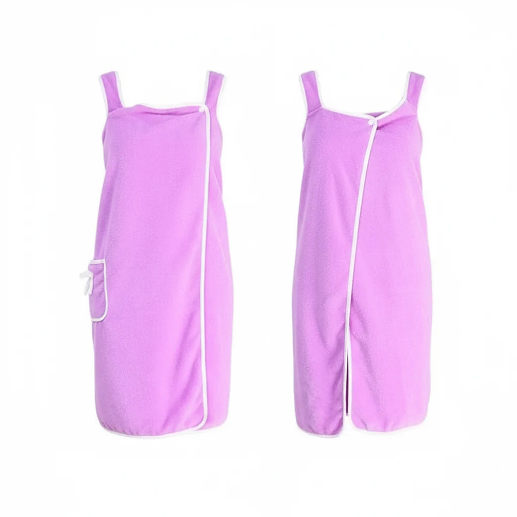 Womens Bathrobe in Coral Fleece, Ladies Dressing Gown with Snap Closure, Womens Dressing Gown Off Shoulder, Bath Robe_11