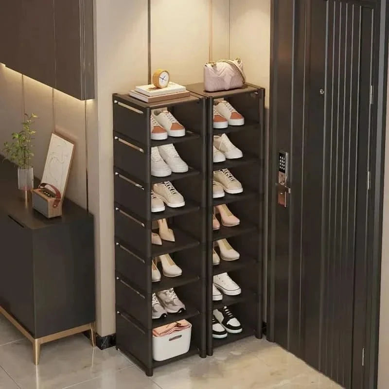 Corner Shoe Rack for Small Spaces, Stackable Shoe Storage Rack up to 8 Tiers, Black Metal Shoe Organiser_00