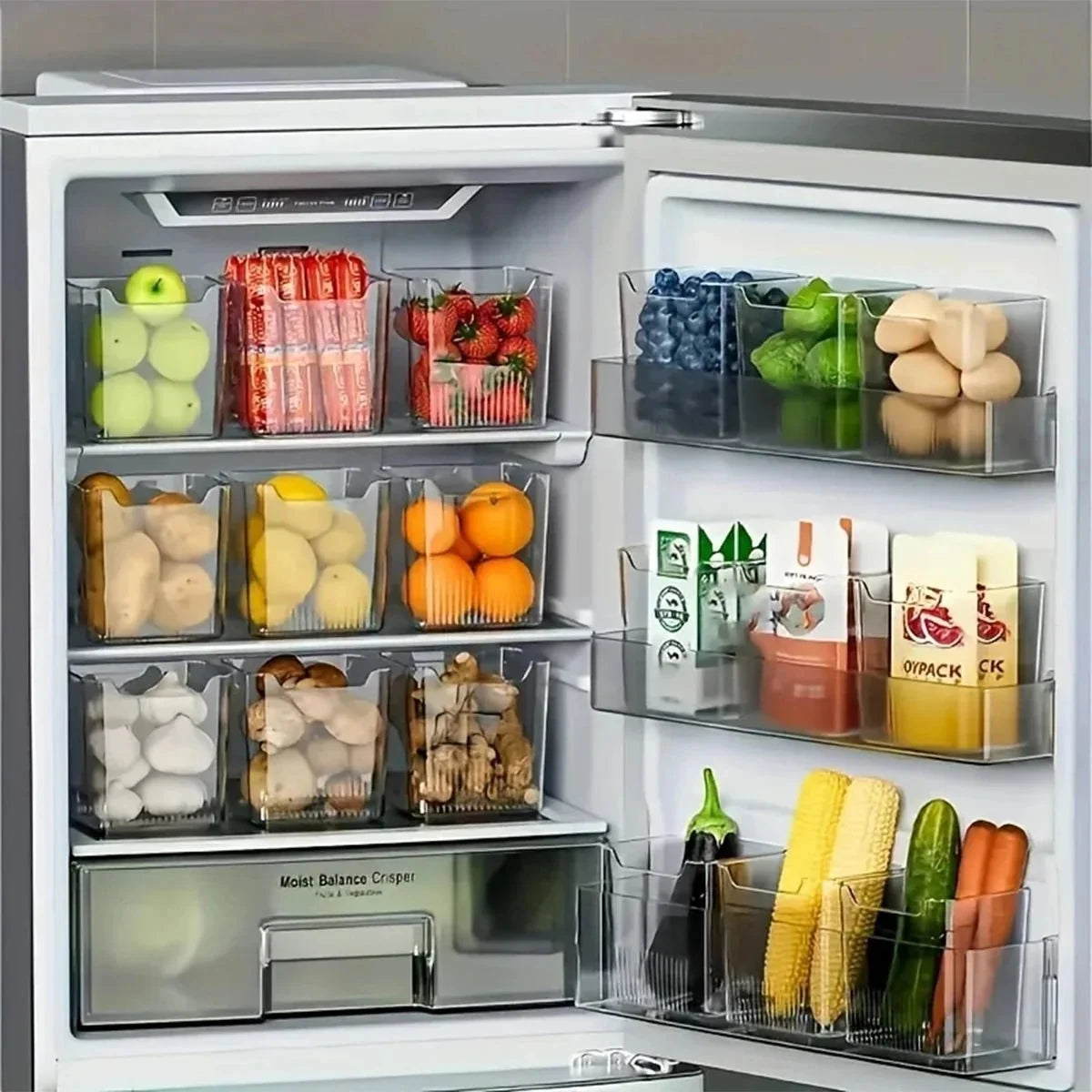 Plastic Storage Boxes for Fridge, 3 Pack Clear Fridge Organiser, Food Storage Container for Kitchen Storage and Pantry