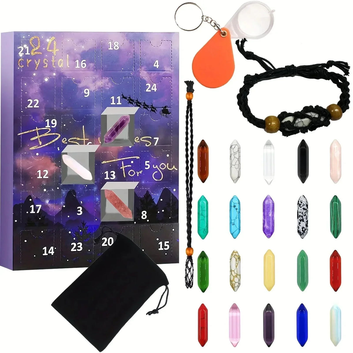 Crystal Advent Calendar, Kids Advent Calendar with 24 Real Gemstones, Christmas Advent Calendar for Young Collectors_06