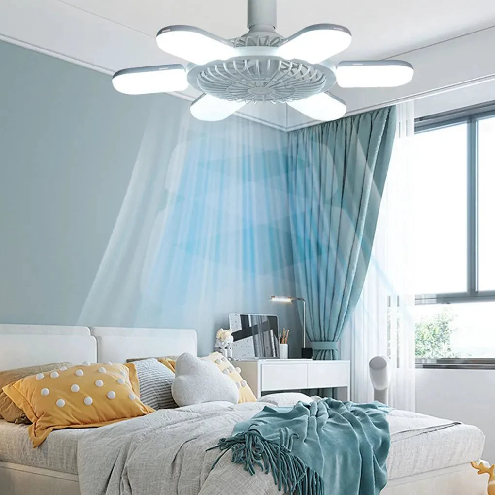 Ceiling Fan and Light with Remote Control, LED Ceiling Light with Fan for Bedroom, Air Cooling Fan with 4 Speeds