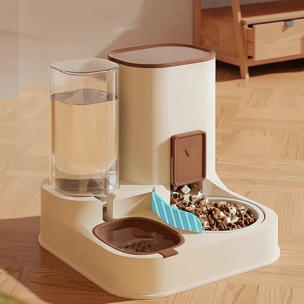 Cat Food Dispenser 2 in 1 with Water Dispenser, Automatic Cat Feeder in Ceramic, Automatic Pet Feeder for Cats and Dogs_07