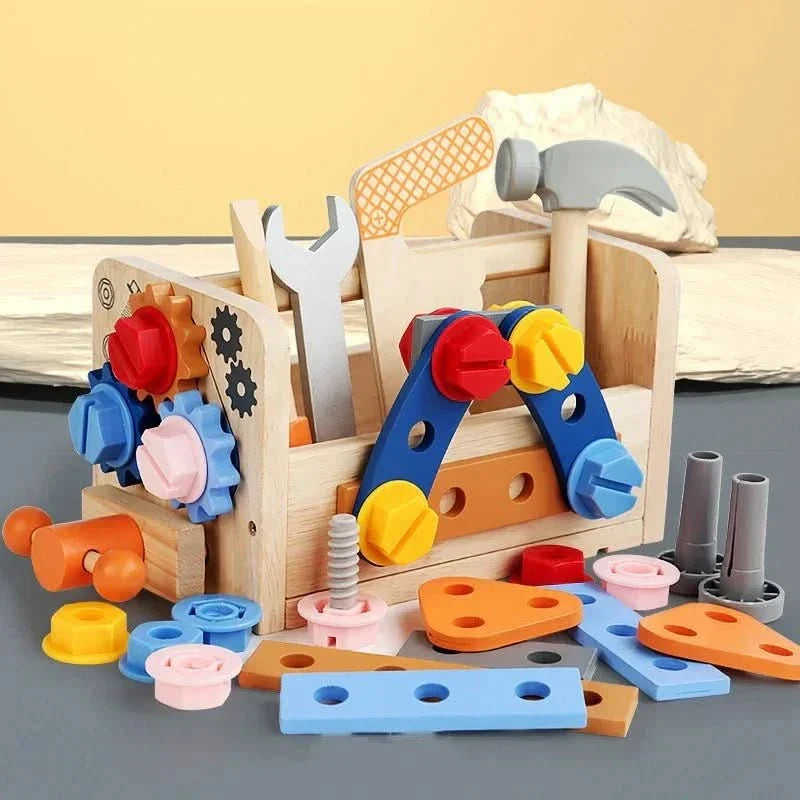 Kids Wooden Tool Kit, Montessori Toys with Toy Tools, Wooden Toys for Role Play, Builder Toys for Creative Play_03