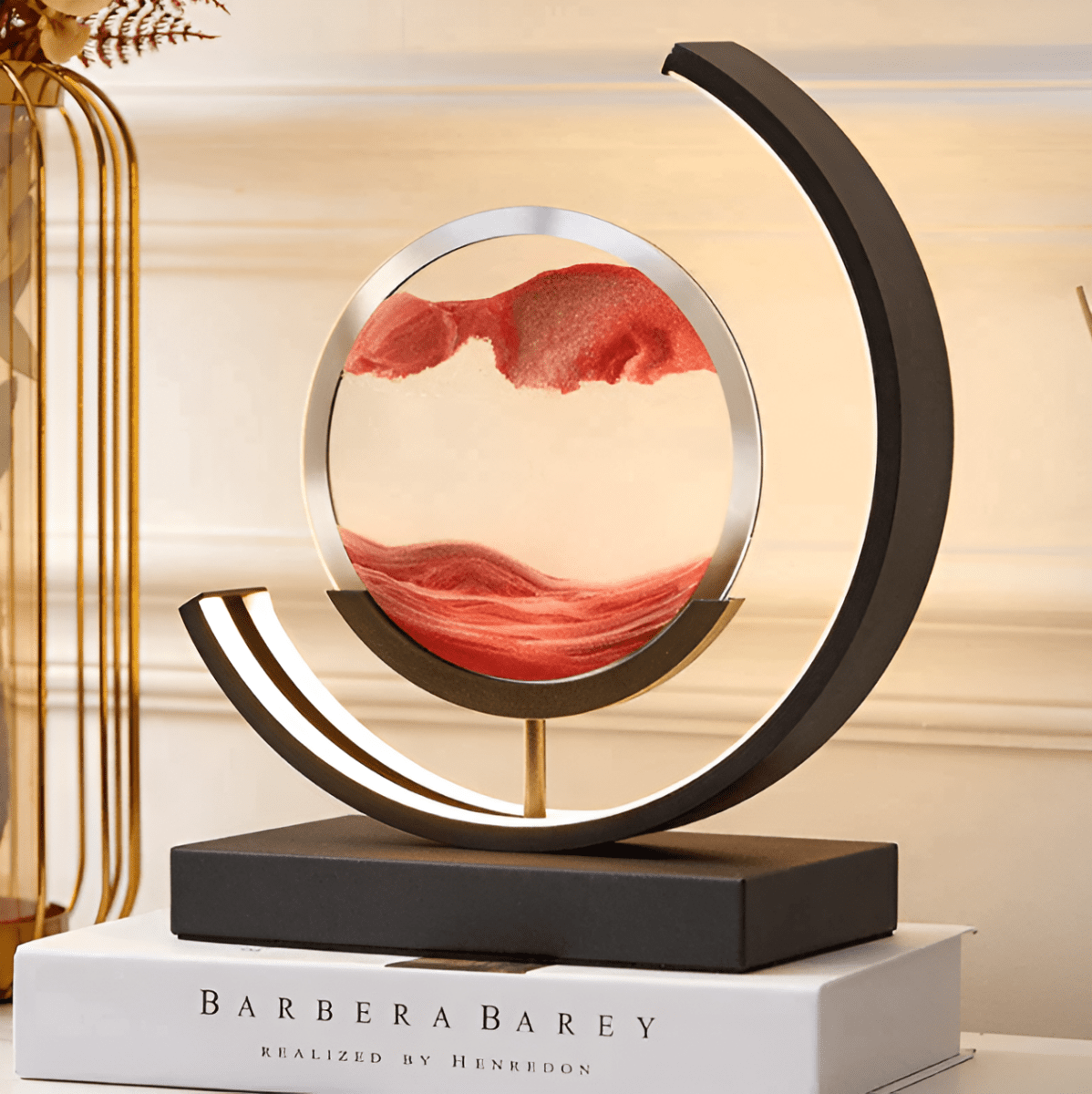 Table Lamp, Bedside Lamp with Moving Sand Art, Dimmable Glass Table Lamp for Ambient Lighting and Bedroom Decor_02