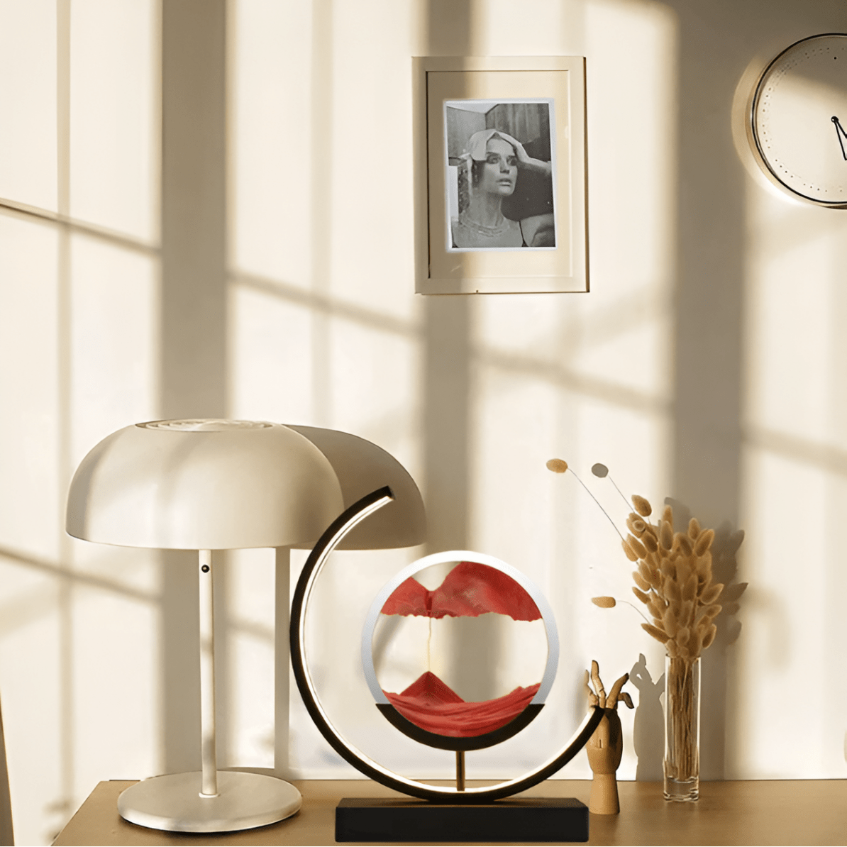 Table Lamp, Bedside Lamp with Moving Sand Art, Dimmable Glass Table Lamp for Ambient Lighting and Bedroom Decor_03