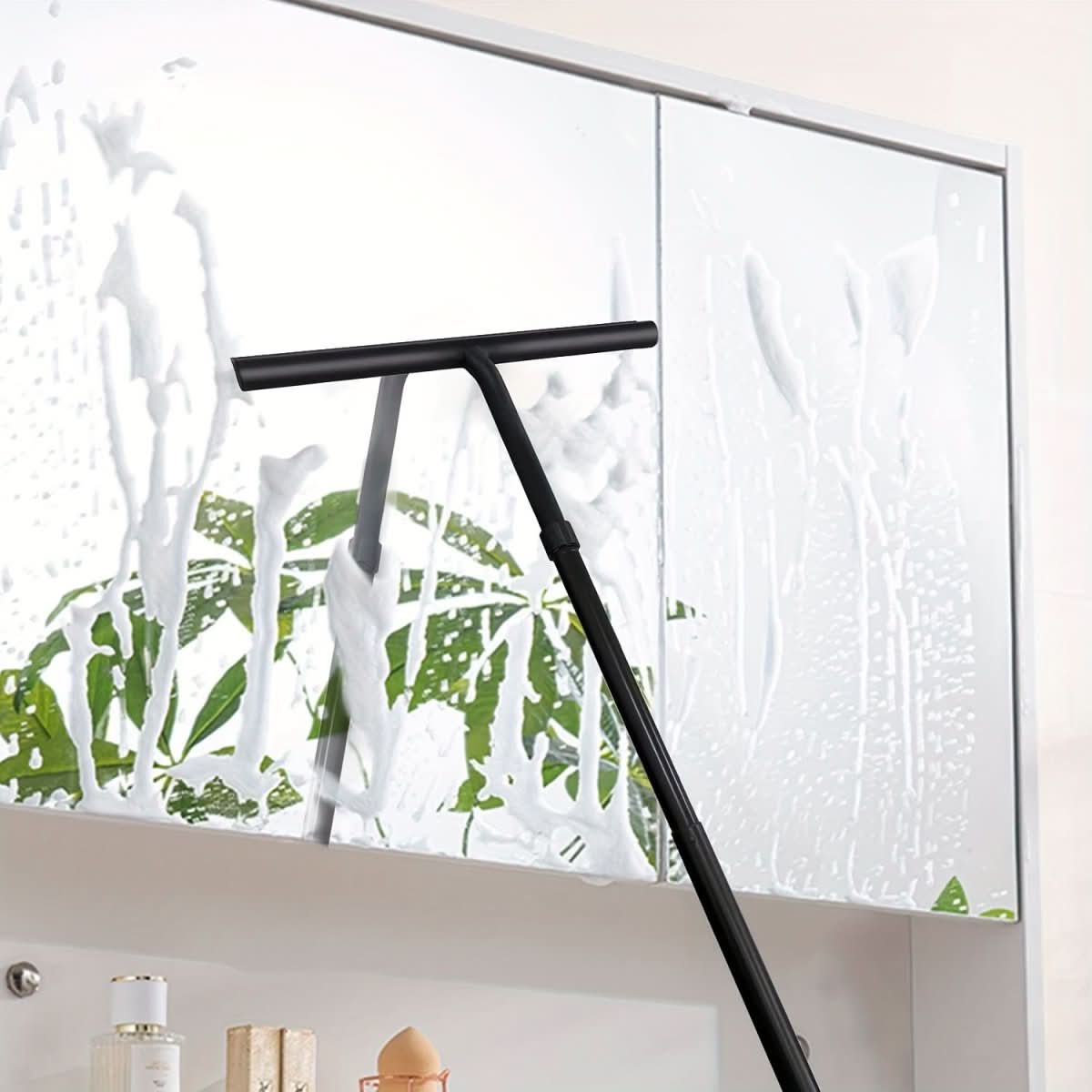 Shower Squeegee with Extendable Handle, Telescopic Shower Cleaner for Glass and Tile, Floor Squeegee with Silicone Blade