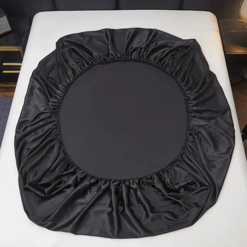 Fitted Bed Sheet, Cooling Fitted Sheet in Satin Look Microfibre, Satin Bed Sheet with Elastic in 71x132 to 198x203 cm_04