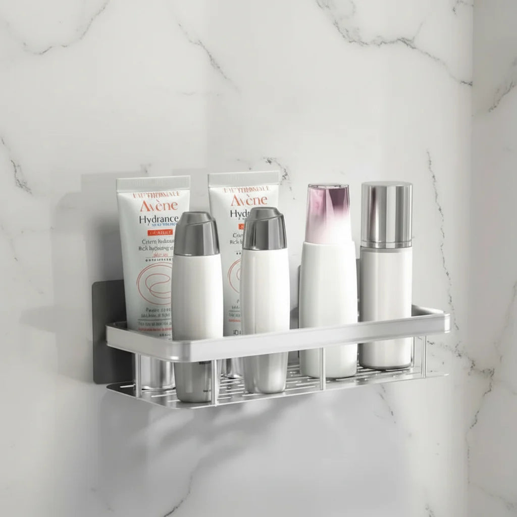 Bathroom Wall Shelf, No Drill Bathroom Shelves, Self Adhesive Stainless Steel Shelf for Shampoo and Soap_05