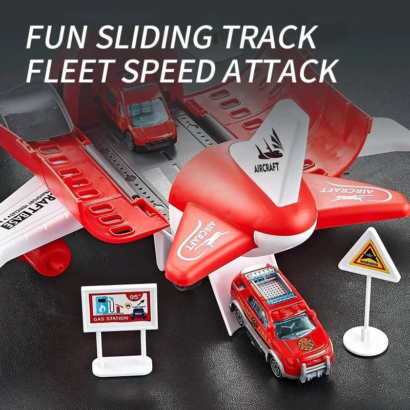 Aeroplane Toy Playset with Mini Cars and Road Signs, Helicopter Toy, Friction Toy Plane for Kids_06