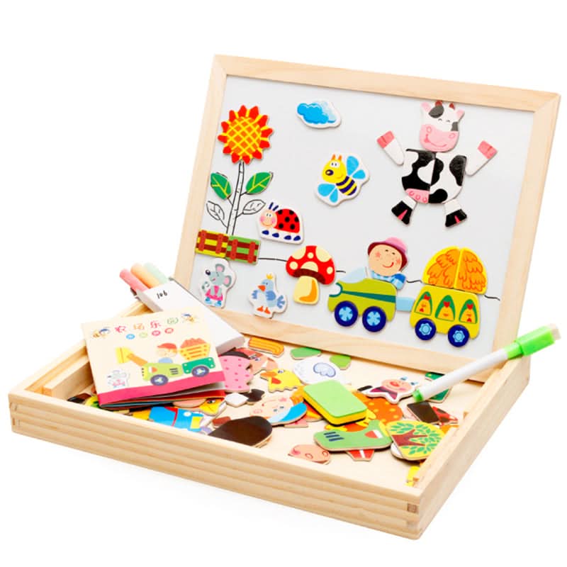 Magnetic Board for Kids, Drawing Board with Magnetic Cards, 3D Wooden Puzzle and Magnetic Game, Wooden Toys for Travel_28