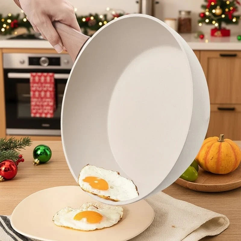 Stainless Steel Pan with Stone Coating, Deep Frying Pan for Induction Hob, Non Stick Pan for Gas and Electric Hobs
