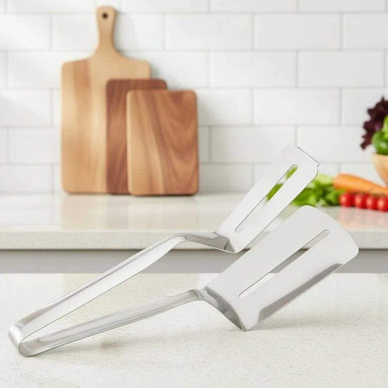 Barbecue Tongs with Spatula in Stainless Steel, Spatula Tongs for Cooking and Serving, BBQ Utensils, BBQ Accessories_00
