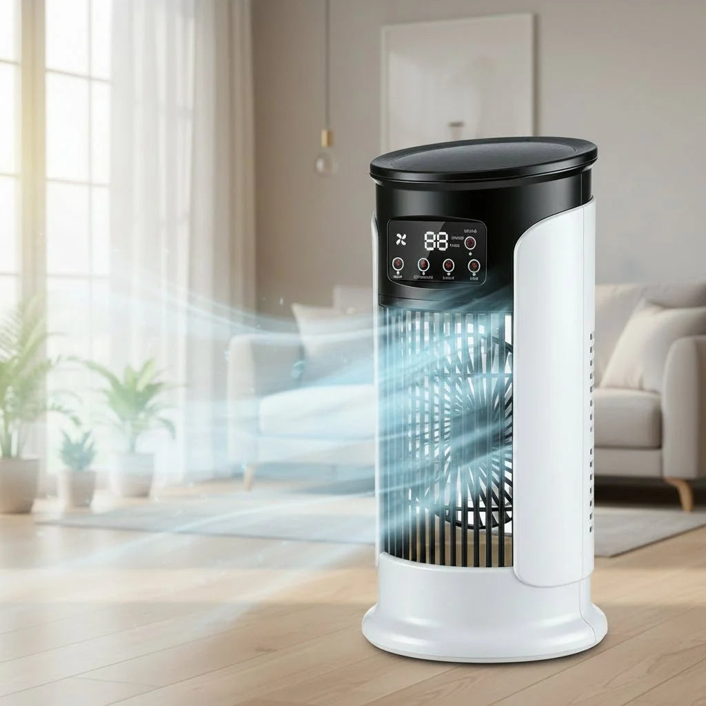 Portable Air Cooler 3 in 1 with Humidifier and LED Night Light, Evaporative Air Cooler Fan with Water Tank, Cooling Fan