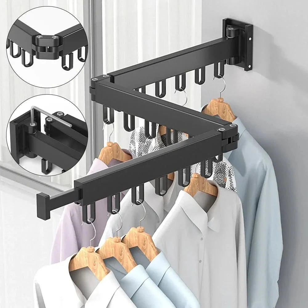Wall Mounted Clothes Airer, Extendable Clothes Drying Rack in Aluminium