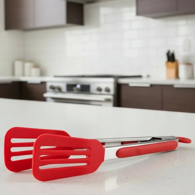 Barbecue Tongs with Silicone Tips in Stainless Steel, Cooking Tongs Heat Resistant, BBQ Accessories, Kitchen Accessories