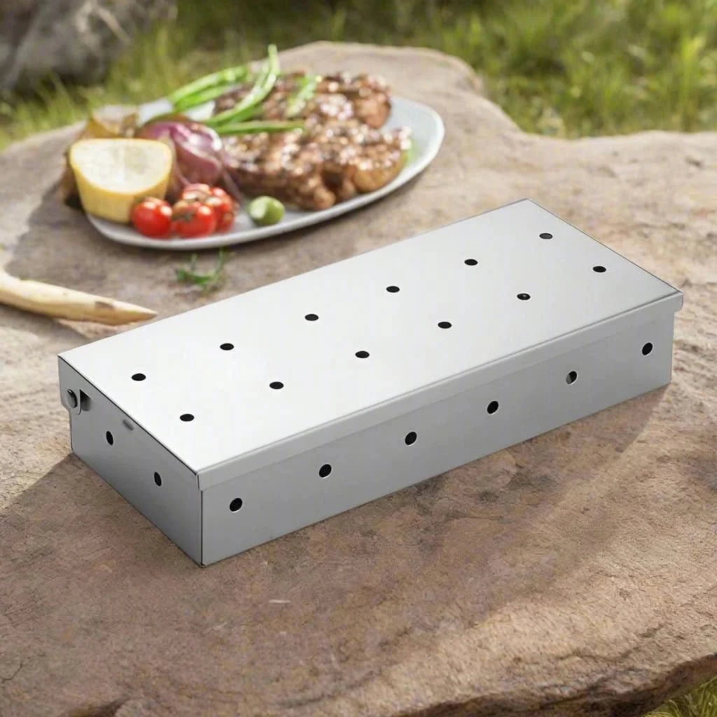 BBQ Smoker Box for Gas and Charcoal Grills, Stainless Steel Smoking Box, Smoker Accessories, BBQ Accessories_00
