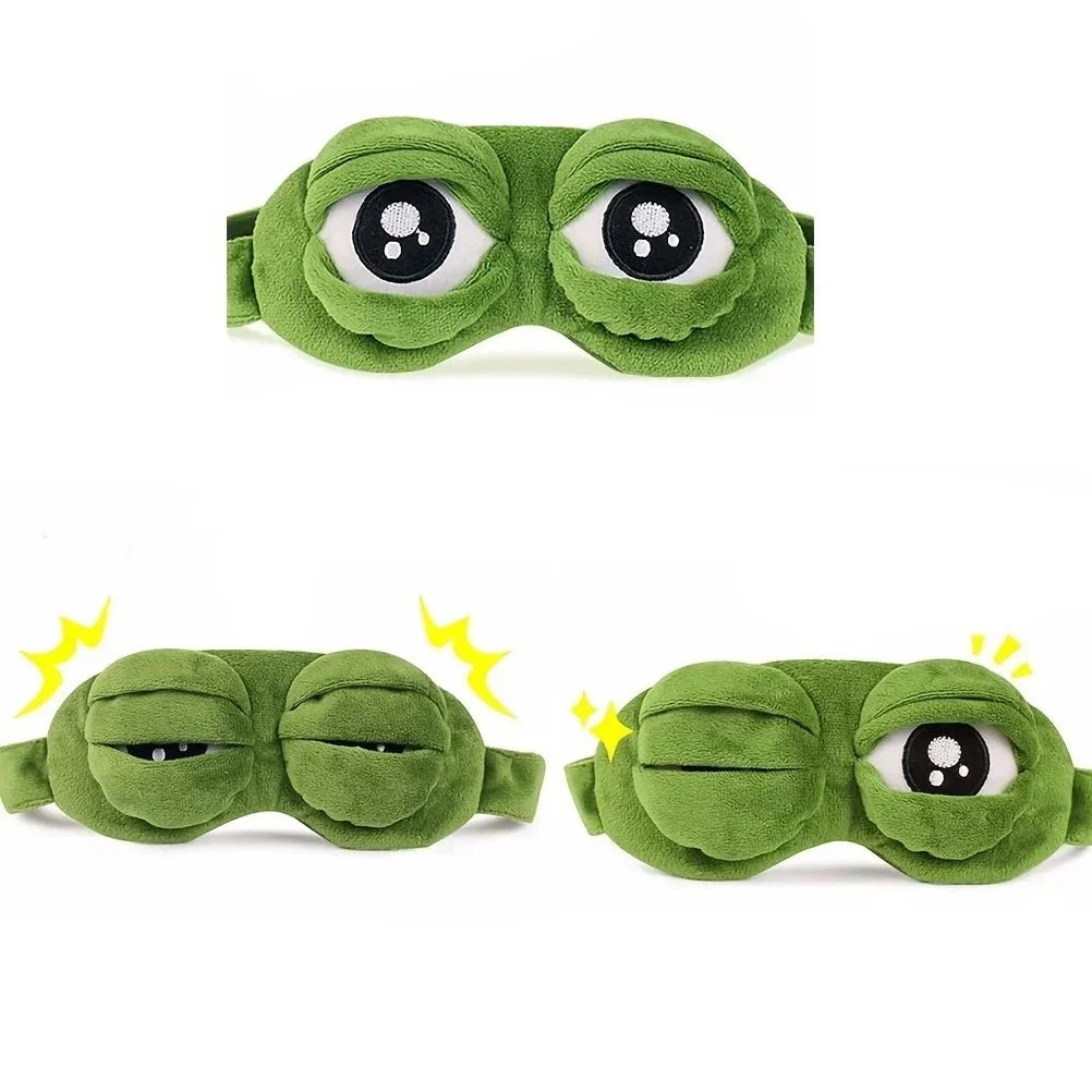Eye Mask for Sleeping, Cute 3D Frog Sleep Mask, Plush Cotton Eye Mask for Travel and Office_03