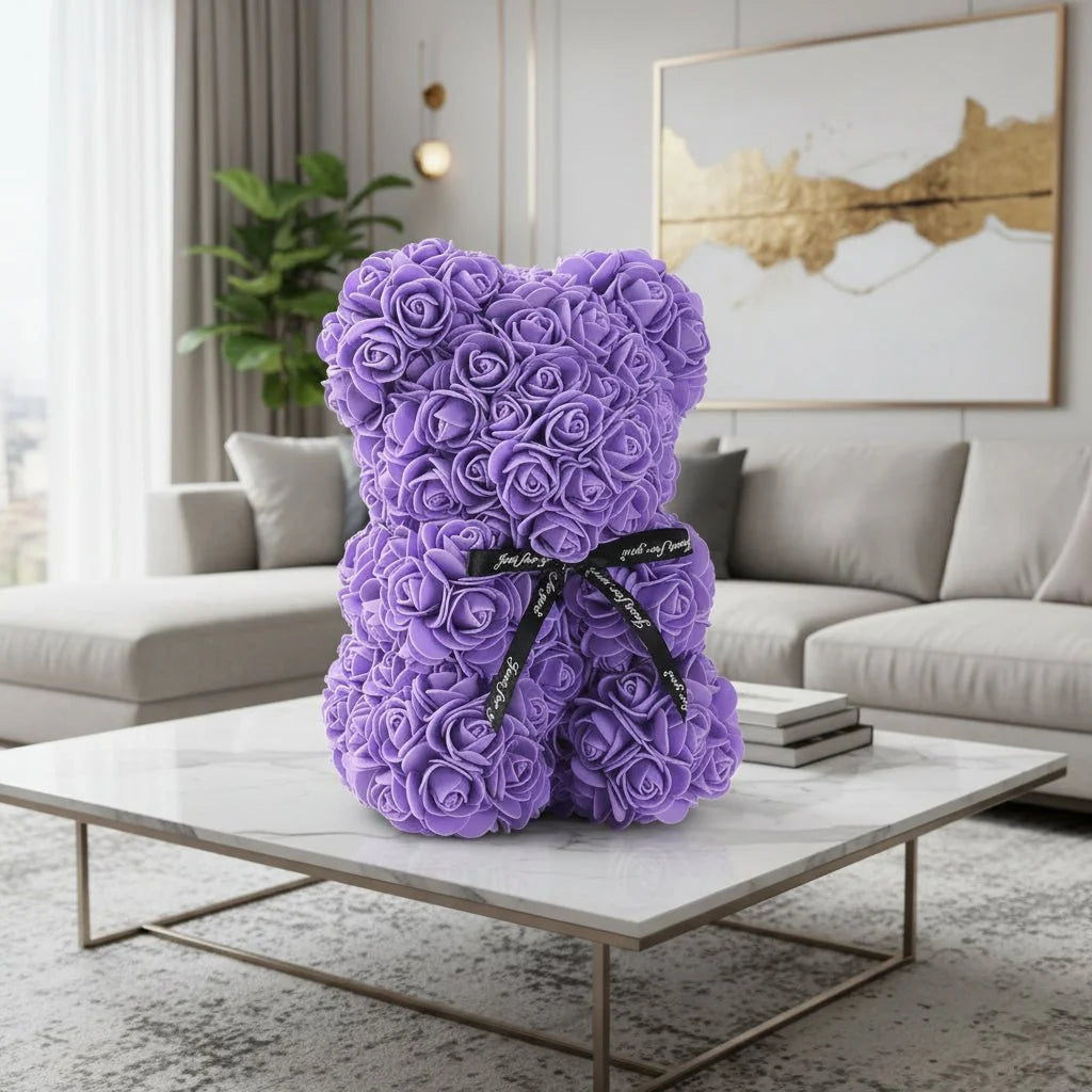 Rose Teddy Bear, Eternal Rose Bear 25 cm, Mothers Day Gift, Valentines Gifts, Anniversary Gift for Birthday and Wedding_01