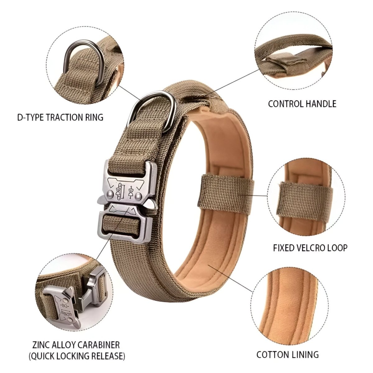 Tactical Dog Collar with Handle, Padded Nylon Dog Collars for Large Dogs – image 6