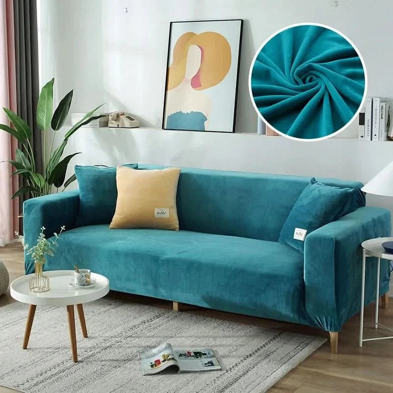Sofa Covers 1 to 3 Seater, Stretch Velvet Sofa Slipcover with Non Slip Hold, Machine Washable 3 Seater Sofa Cover
