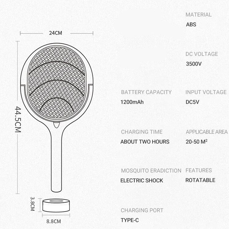 Electric Fly Swatter, Rechargeable Bug Zapper Racket with LED Lamp, Fly Zapper, Fly Killer for Indoor and Outdoor_08
