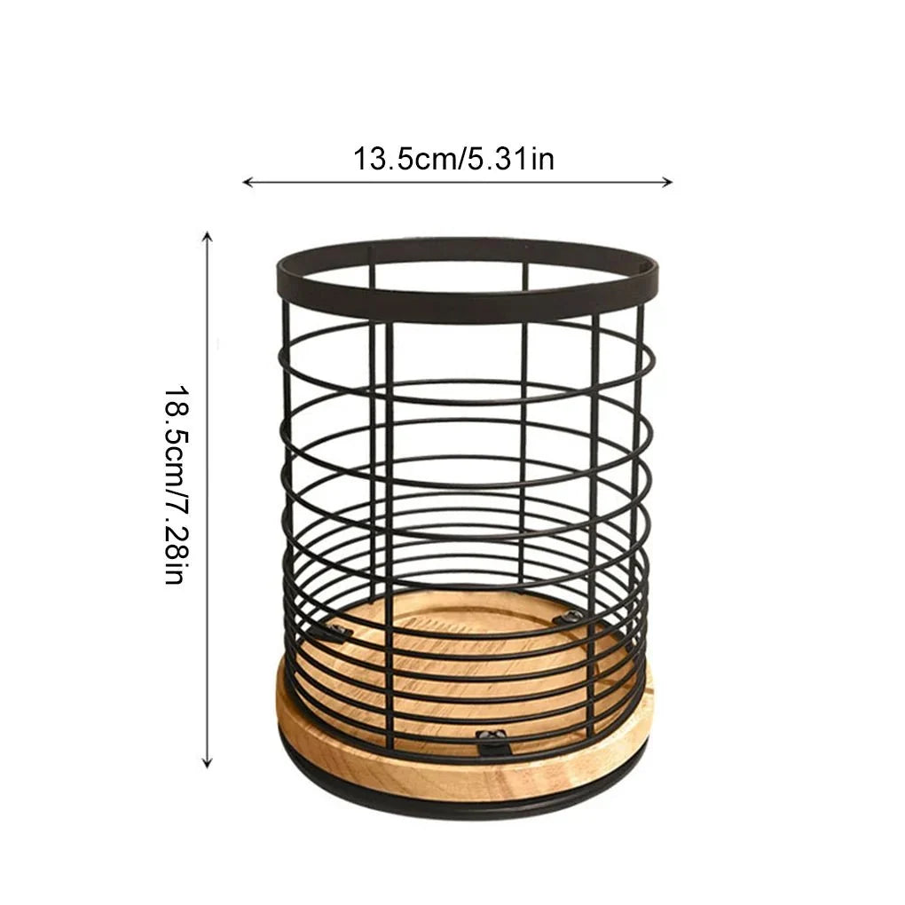 Rotating Kitchen Organiser, Lazy Susan Spice Rack for Worktop and Table, Kitchen Utensil Holder in Wood Look for Bottles_05