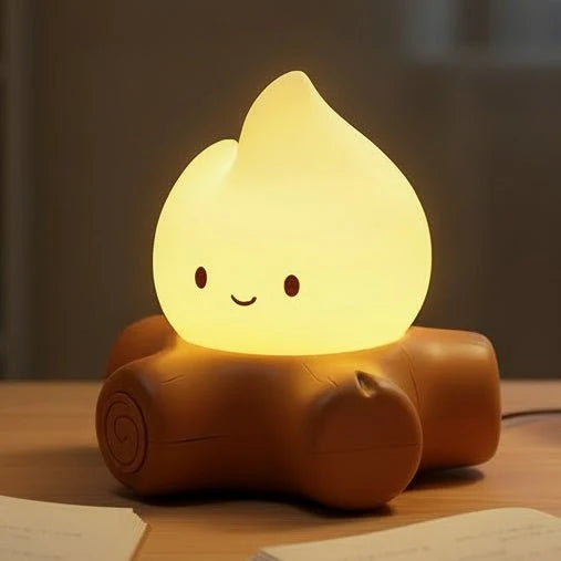 Bedside Table Lamps, Rechargeable Lamp with White Noise Machine, Campfire Flame Bedside Lamp for Bedroom