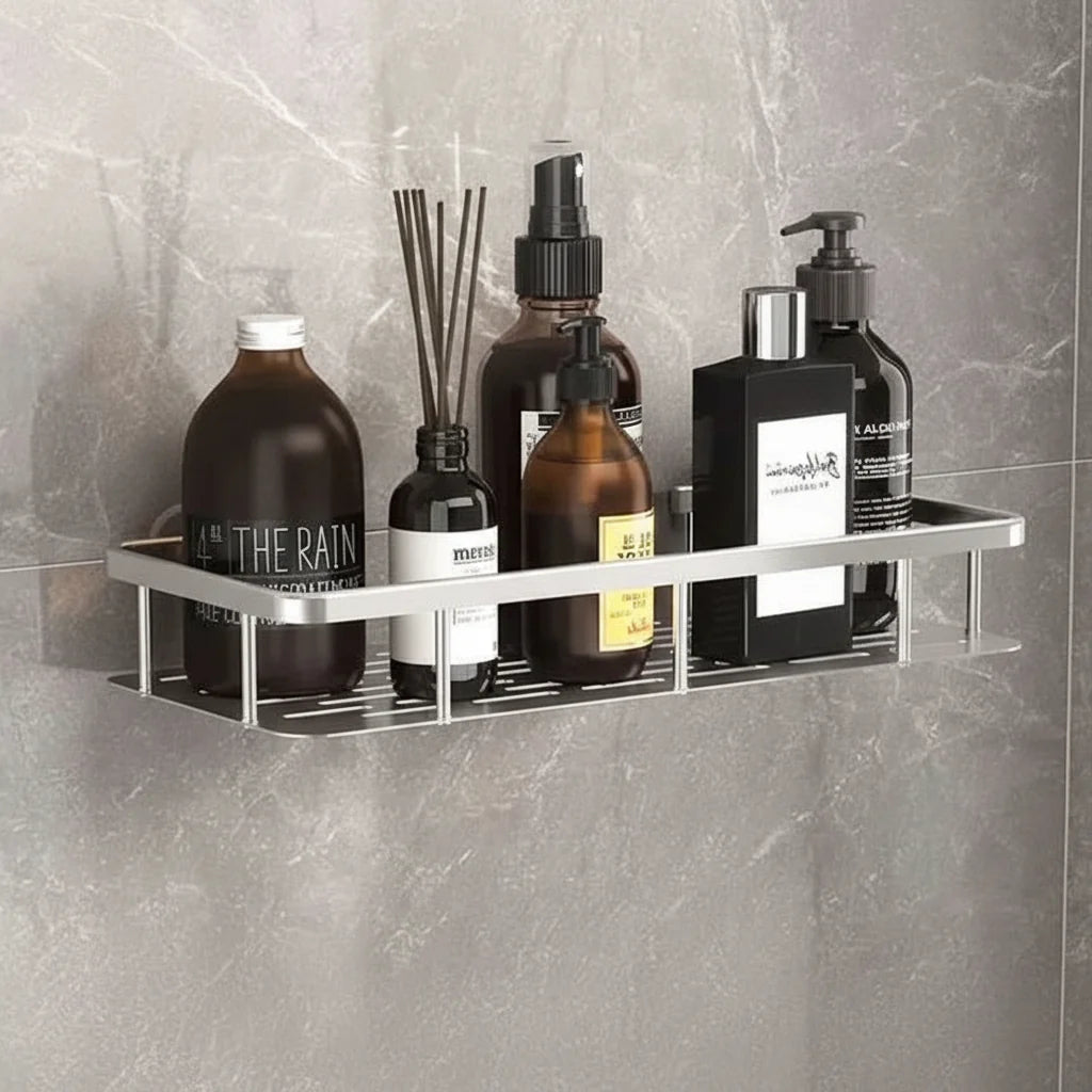 Bathroom Wall Shelf, No Drill Bathroom Shelves, Self Adhesive Stainless Steel Shelf for Shampoo and Soap_03