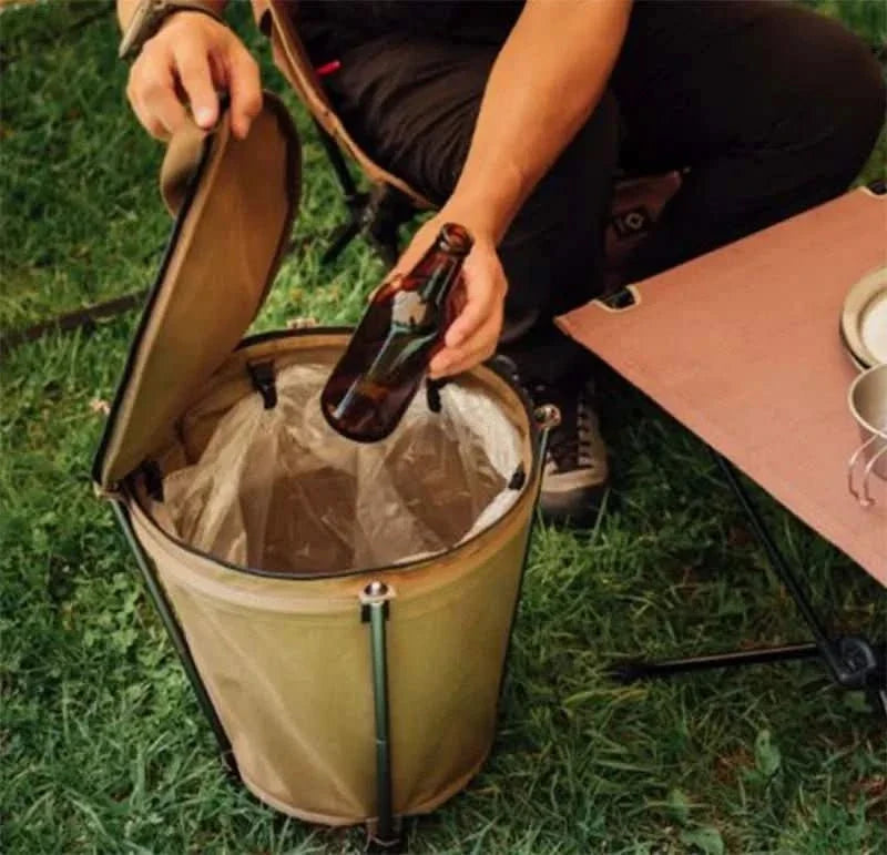 Outdoor Bin for Camping, Collapsible Camping Bin 20 Litre with PVC Lining, Camping Equipment for Festivals and BBQ_08