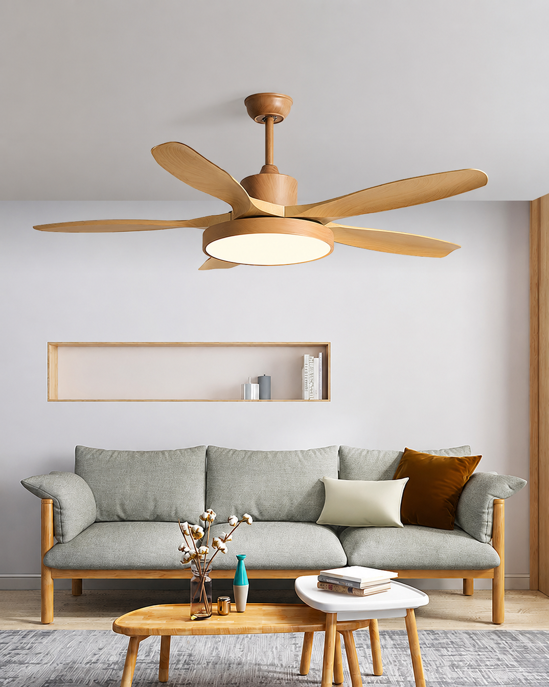 Scandinavian Ceiling Fan with LED Light & Remote Control | Modern Design for Year-Round Comfort 3
