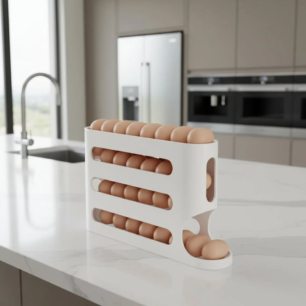 Egg Holders for Fridge, 4 Layer Automatic Rolling Egg Dispenser, Egg Storage Fridge Organiser for Kitchen and Pantry