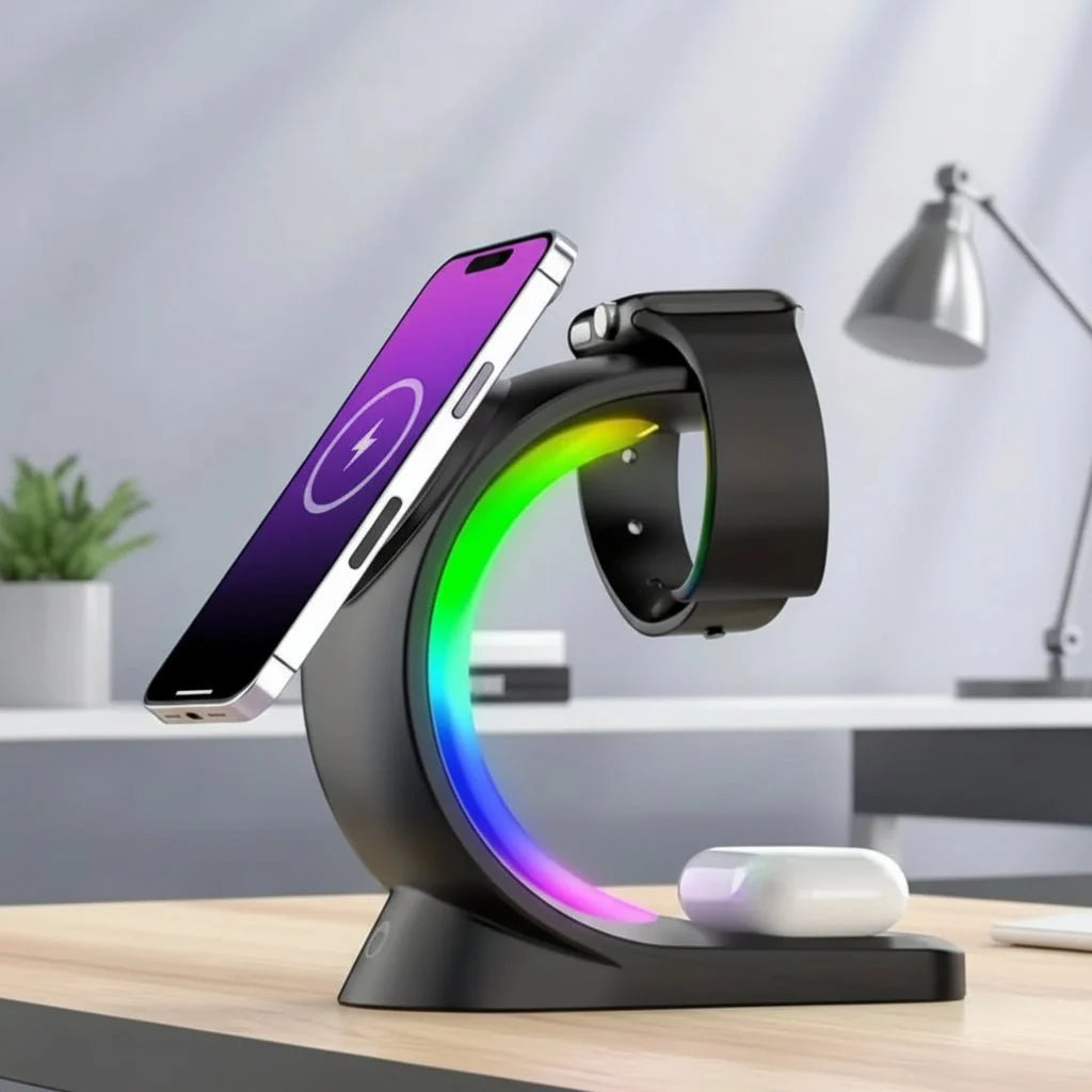 LED Desk Lamps with Wireless Charger and Phone Holder, USB Reading Lamp for Office Desk, Wireless Charging Phone Stand