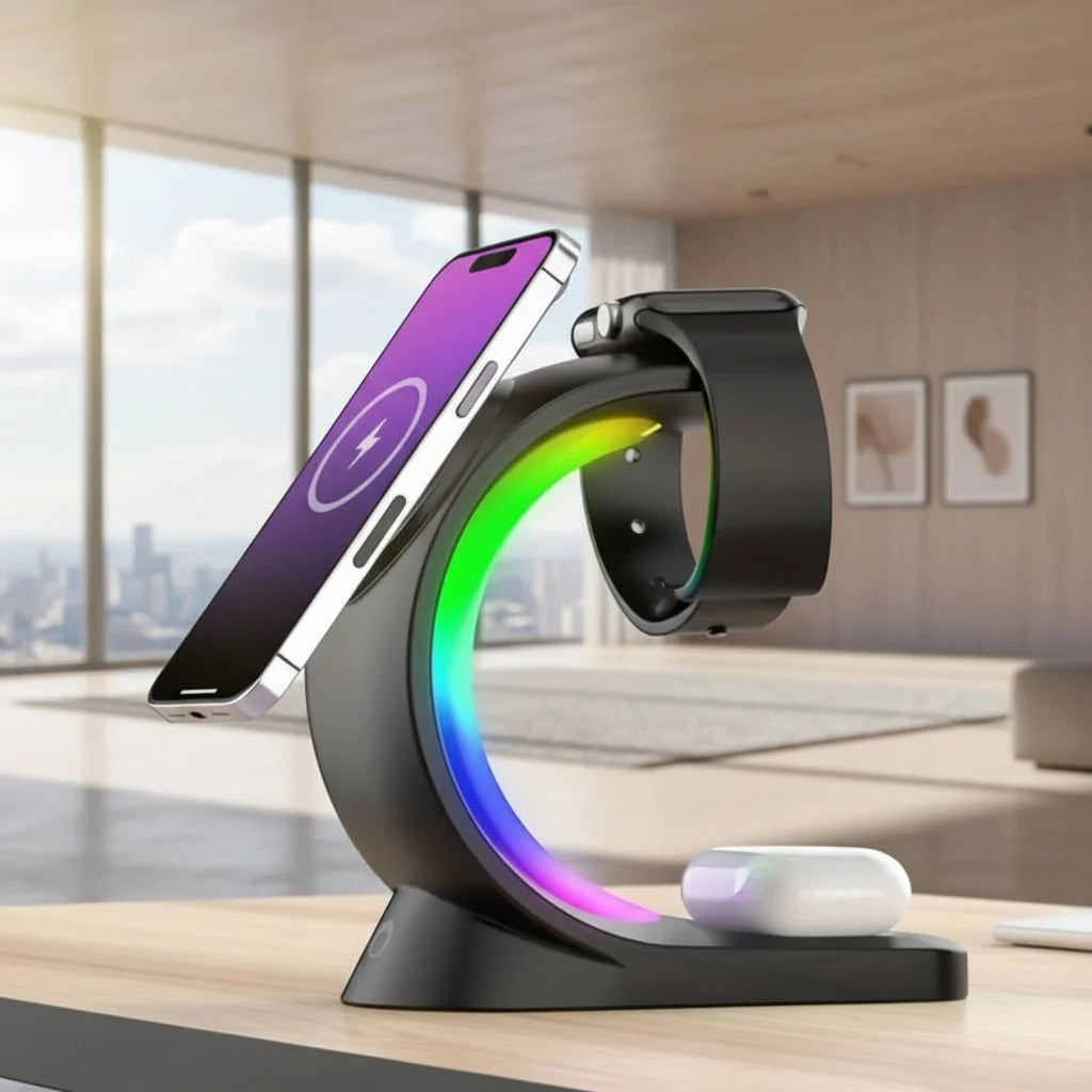 LED Desk Lamps with Wireless Charger and Phone Holder, USB Reading Lamp for Office Desk, Wireless Charging Phone Stand
