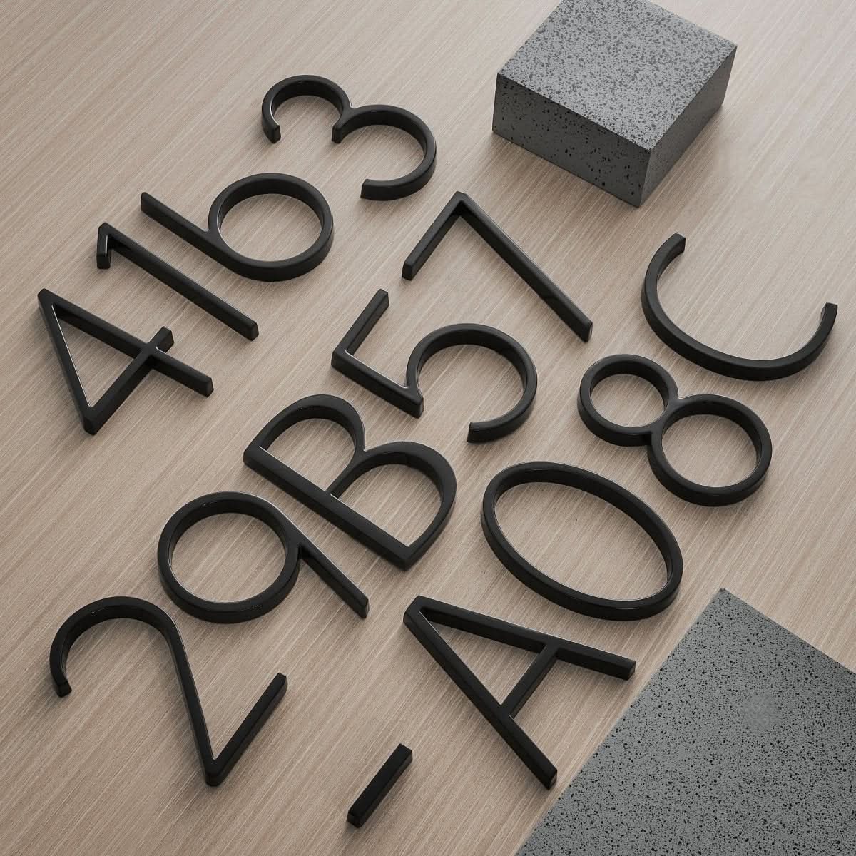 Floating House Numbers, Modern 3D Door Numbers in Zinc Alloy