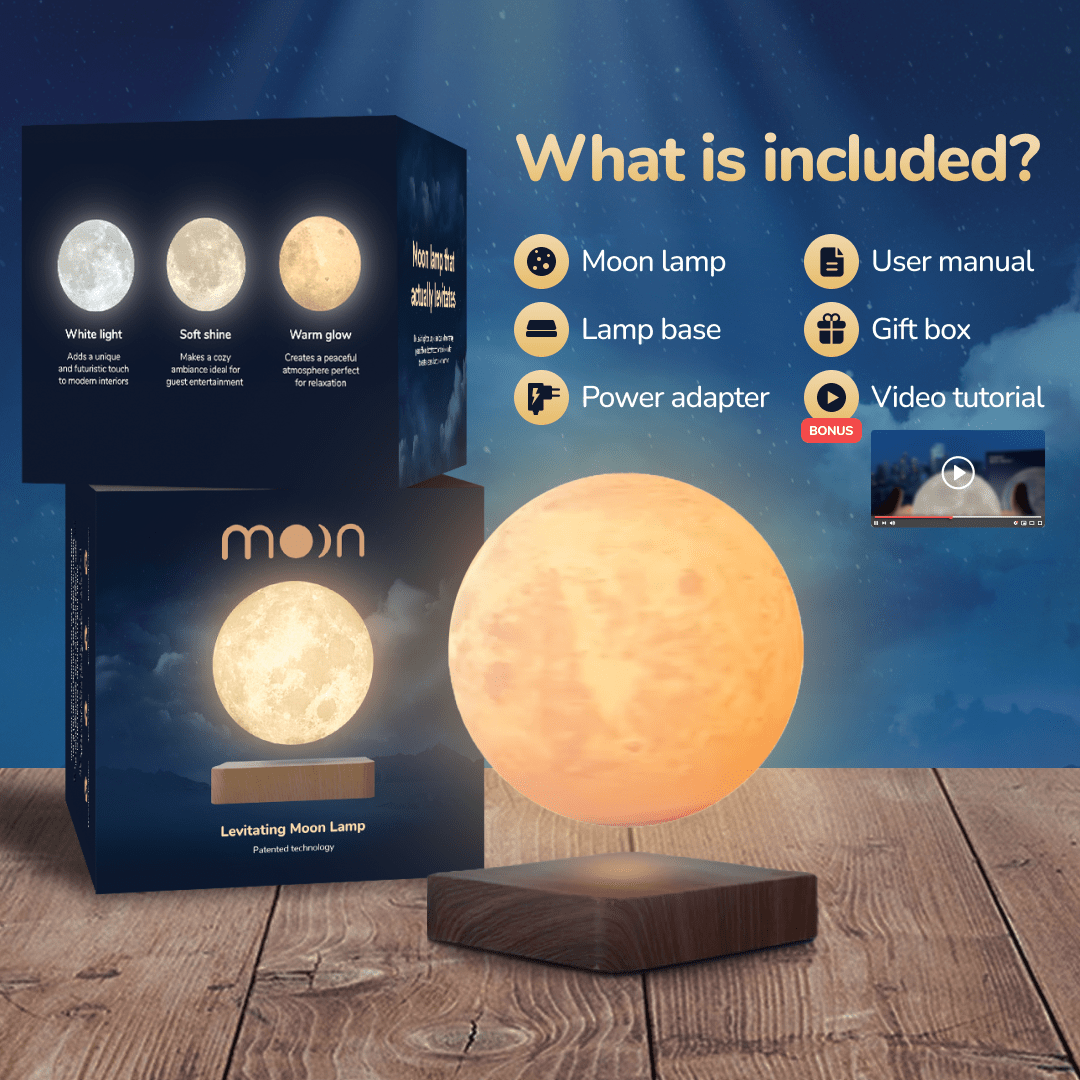 Floating Moon Lamp with Wood Base, Mood Light for Bedroom and Living Room – image 11