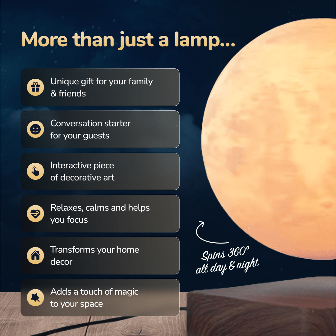 Floating Moon Lamp with Wood Base, Mood Light for Bedroom and Living Room – image 6